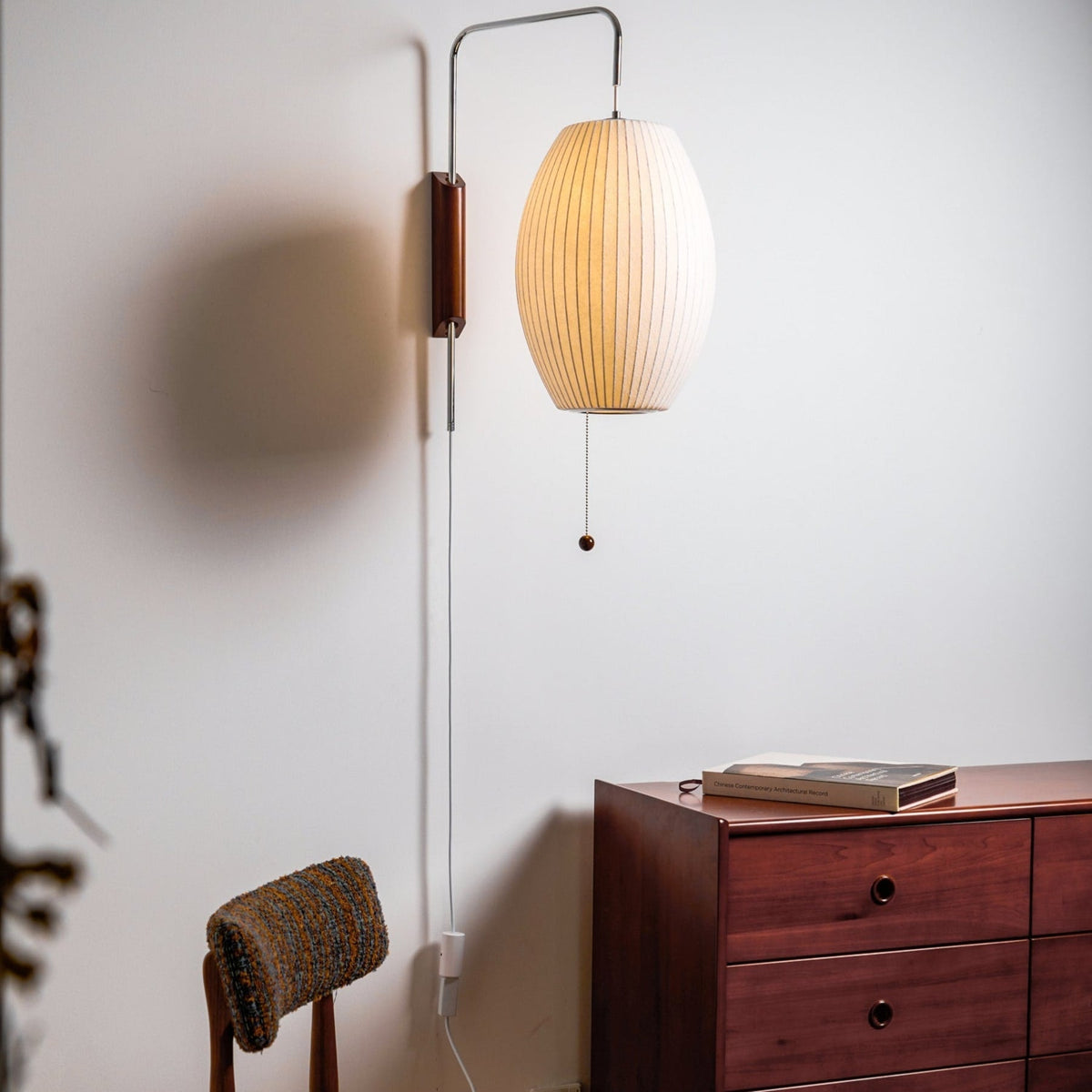 Silk and Walnut Wall Sconce