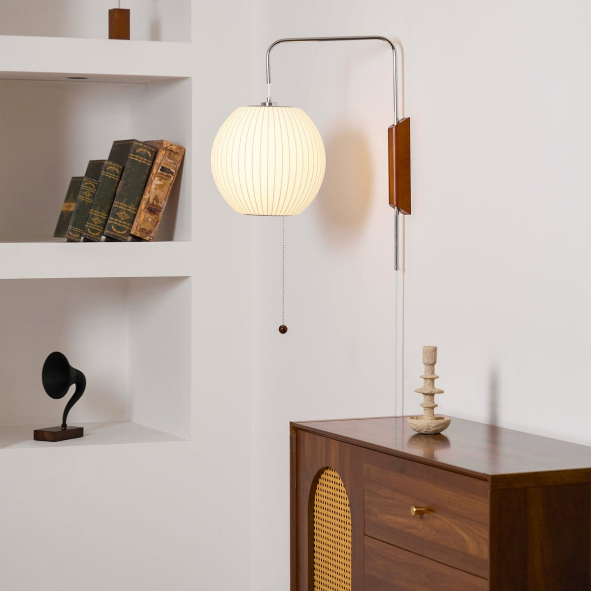 Silk and Walnut Wall Sconce