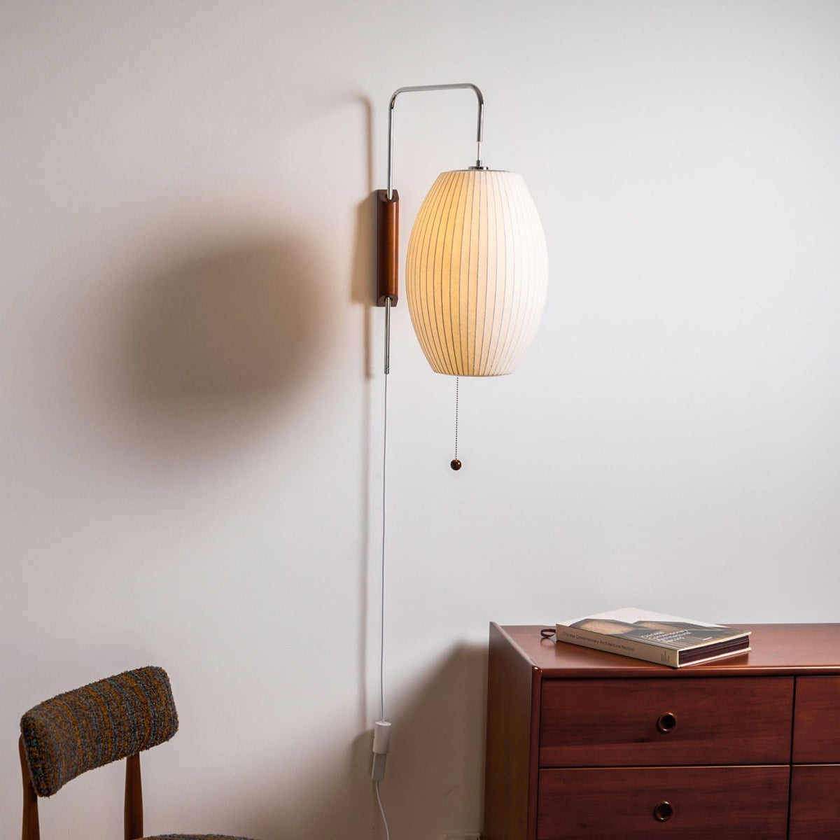 Silk and Walnut Wall Sconce