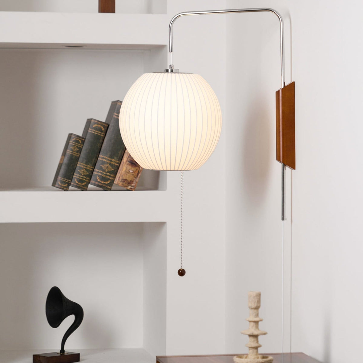 Silk and Walnut Wall Sconce