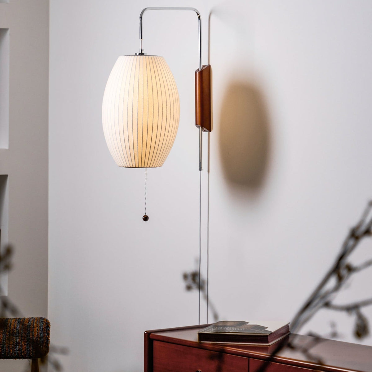Silk and Walnut Wall Sconce