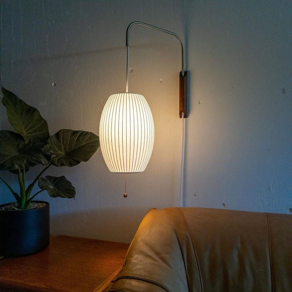 Silk and Walnut Wall Sconce