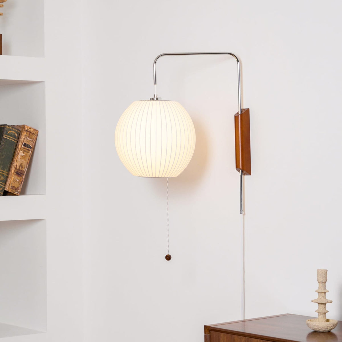Silk and Walnut Wall Sconce