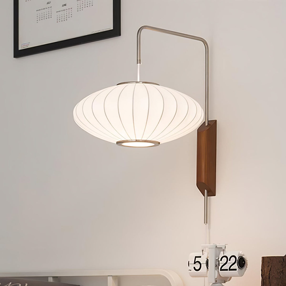 Silk and Walnut Wall Sconce