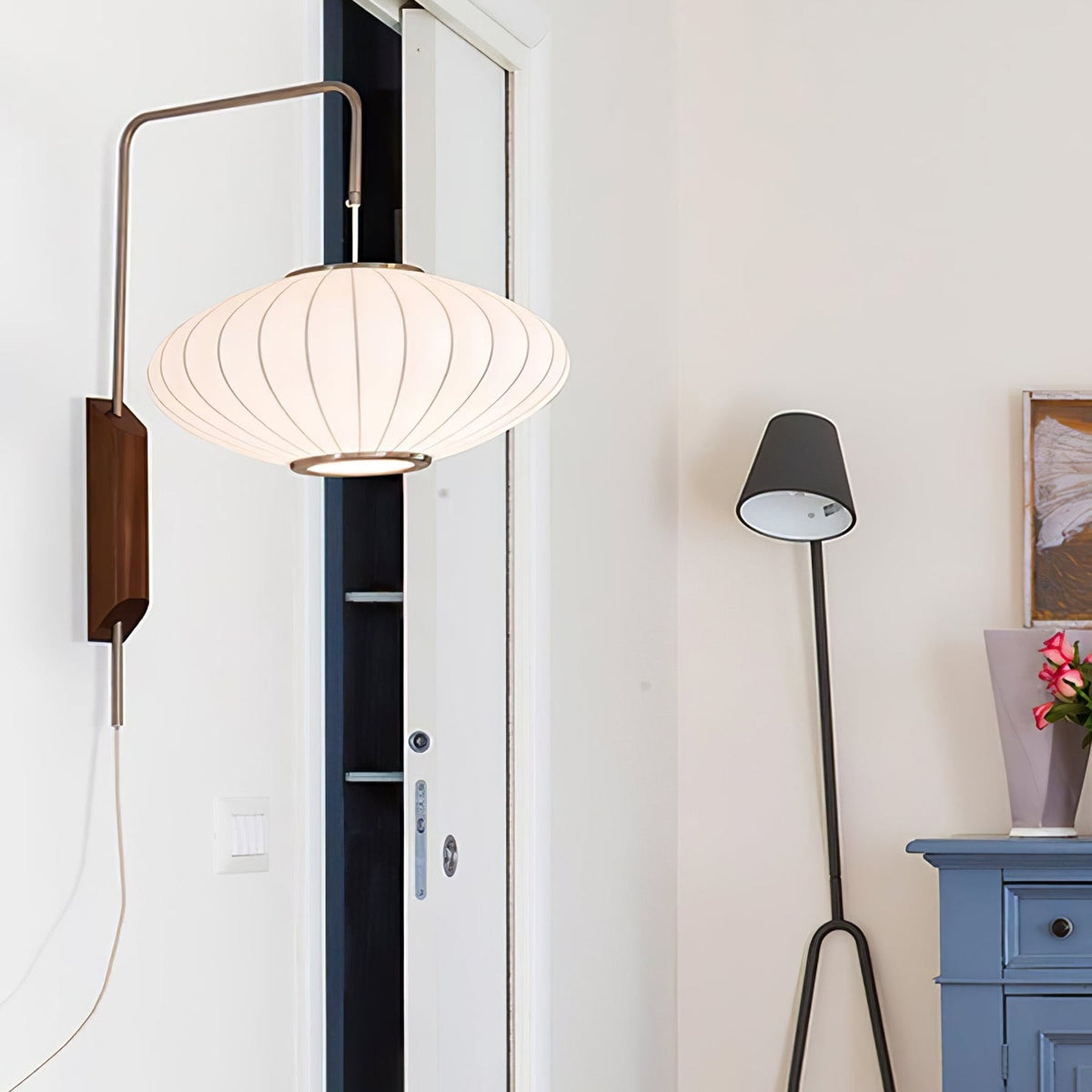 Silk and Walnut Wall Sconce