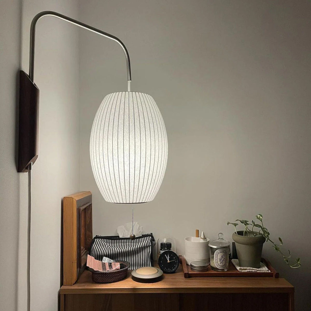 Silk and Walnut Wall Sconce