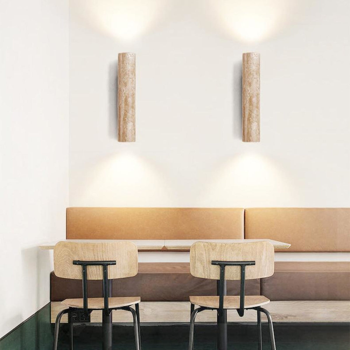 Travertine and Wood Wall Light