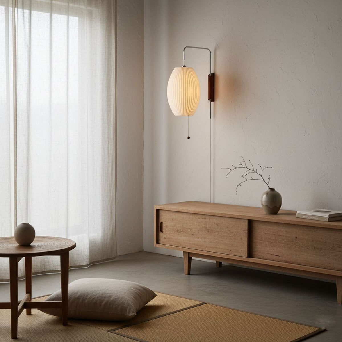 Silk and Walnut Wall Sconce