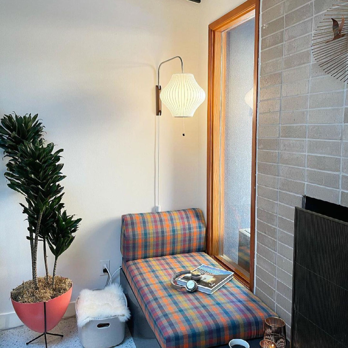 Silk and Walnut Wall Sconce