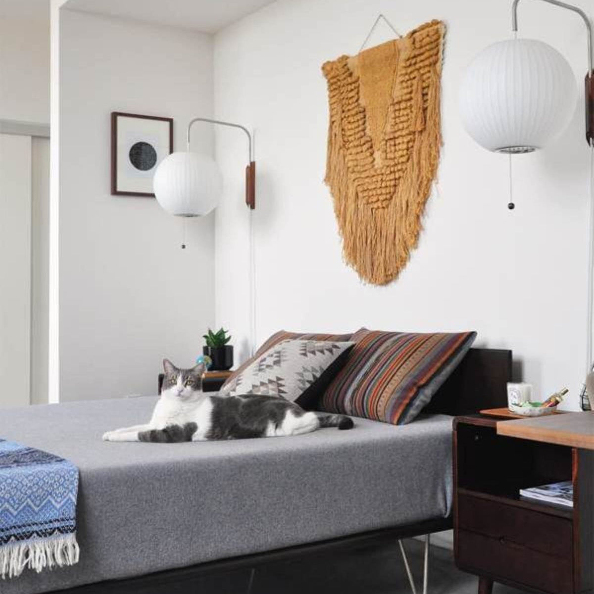 Silk and Walnut Wall Sconce