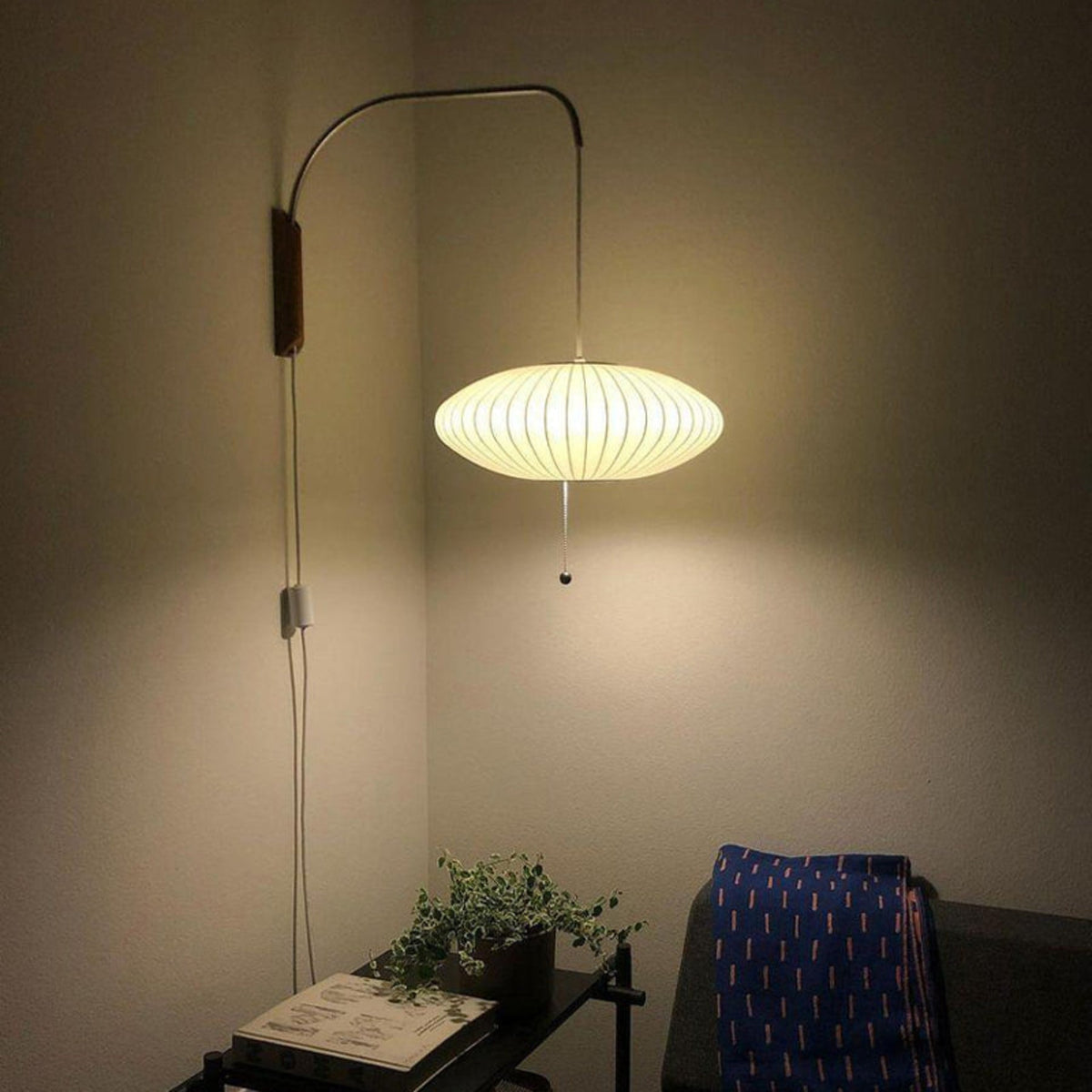 Silk and Walnut Wall Sconce
