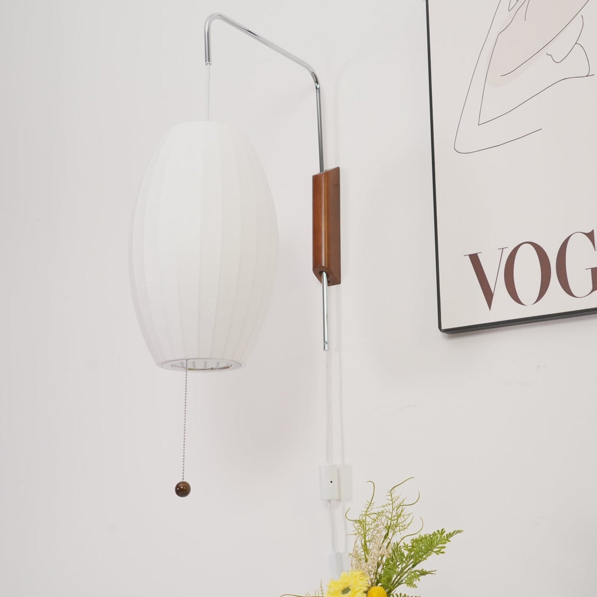 Silk and Walnut Wall Sconce