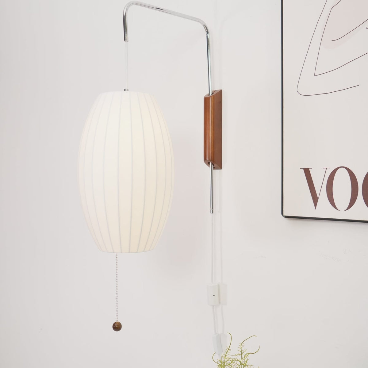 Silk and Walnut Wall Sconce