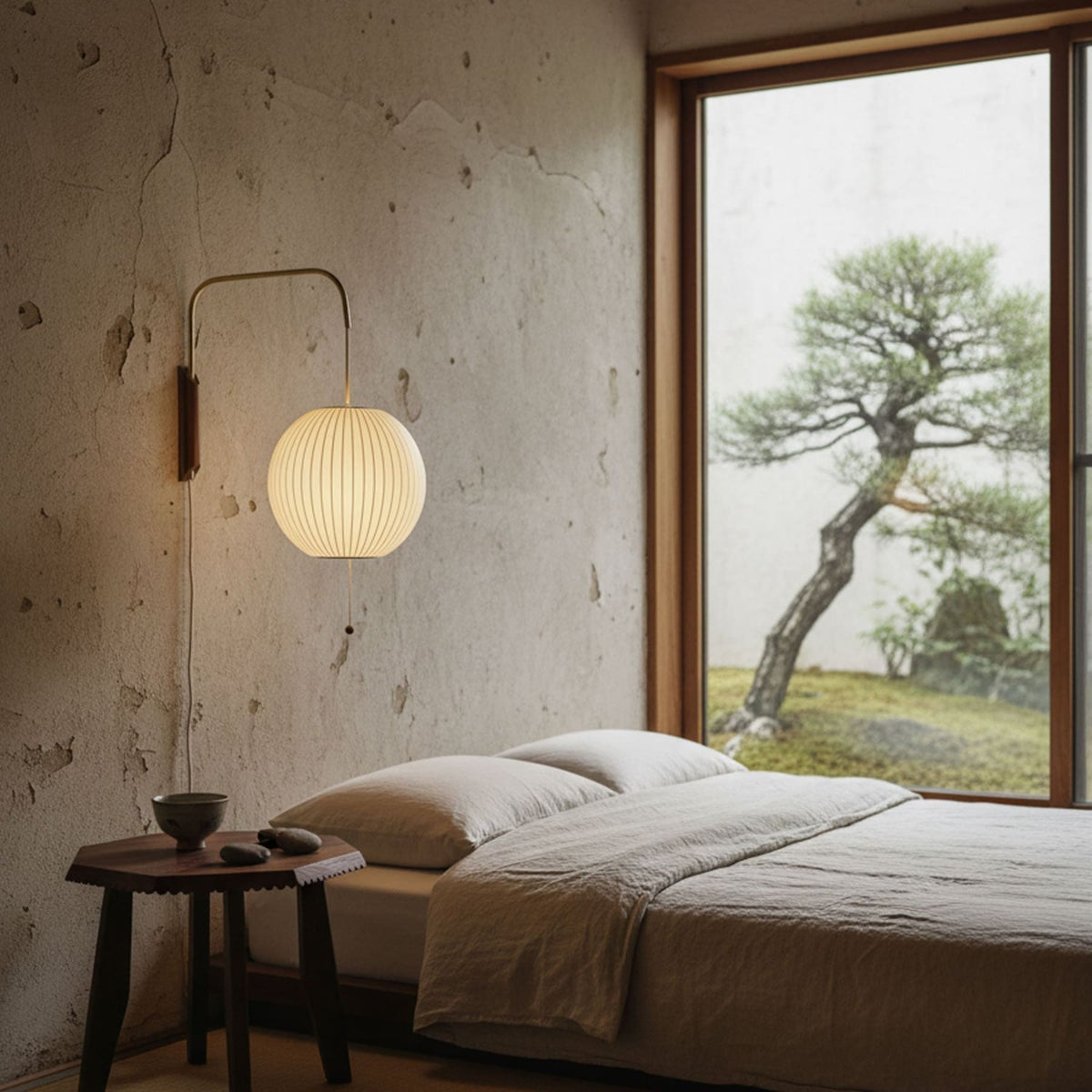 Silk and Walnut Wall Sconce