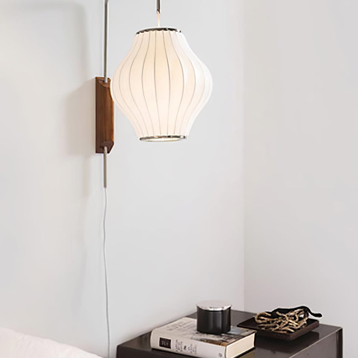 Silk and Walnut Wall Sconce