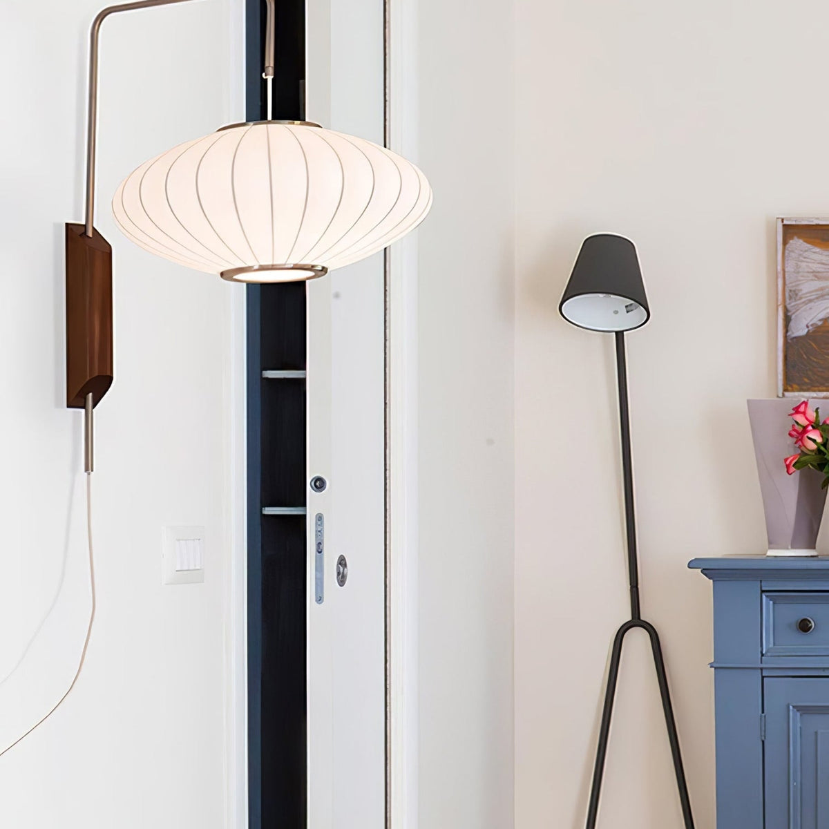 Silk and Walnut Wall Sconce