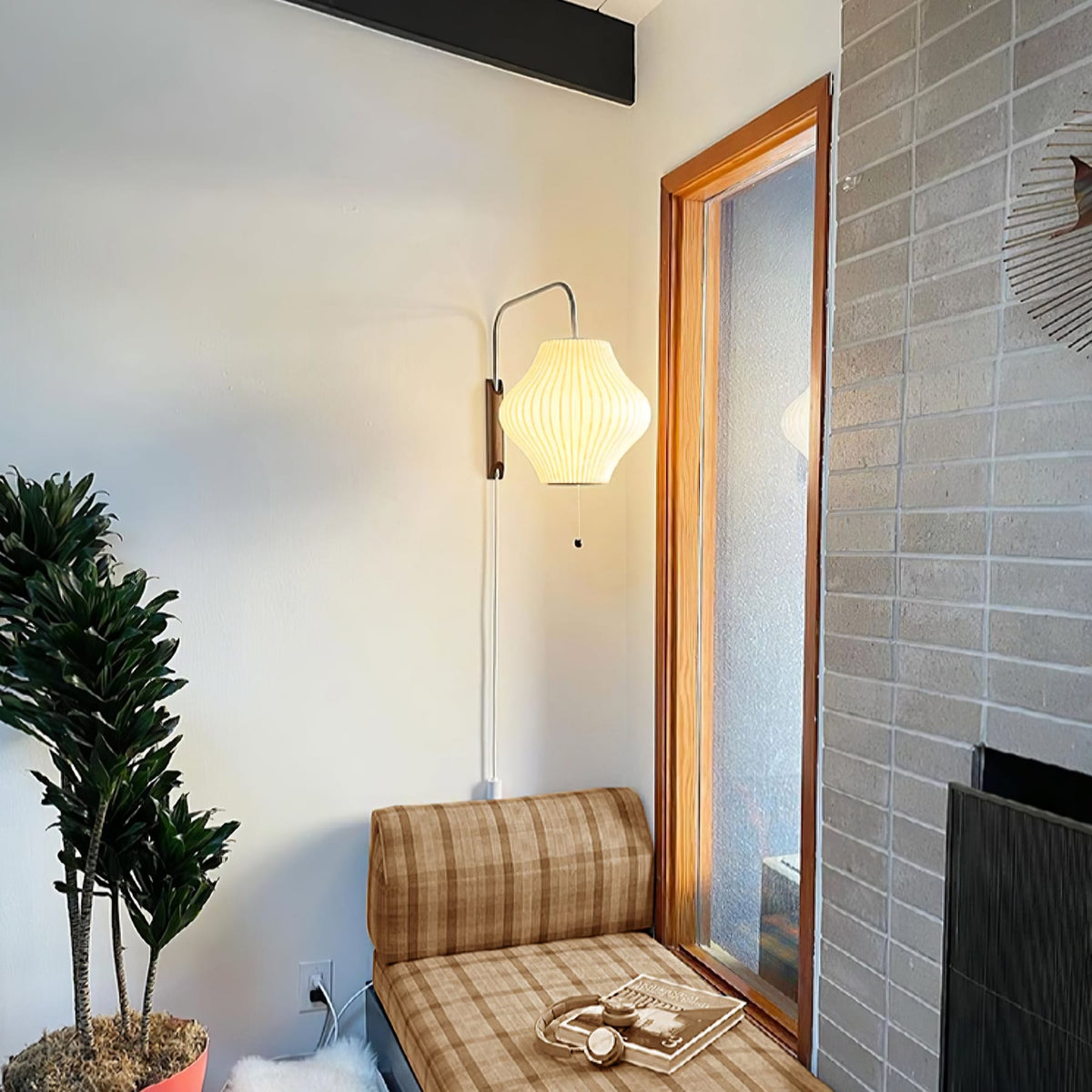 Silk and Walnut Wall Sconce
