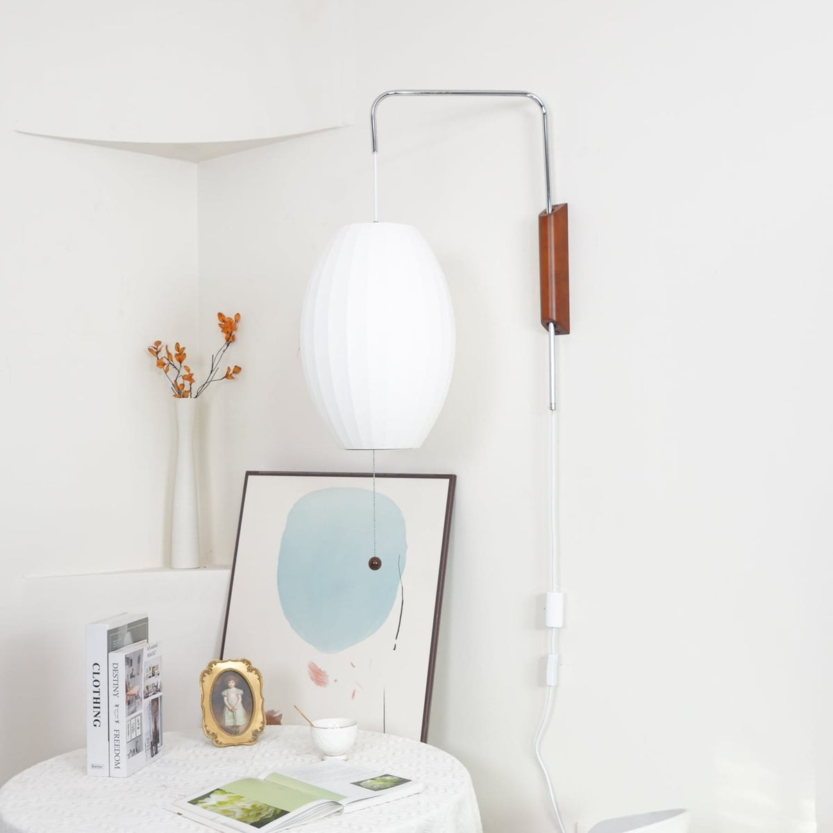 Silk and Walnut Wall Sconce