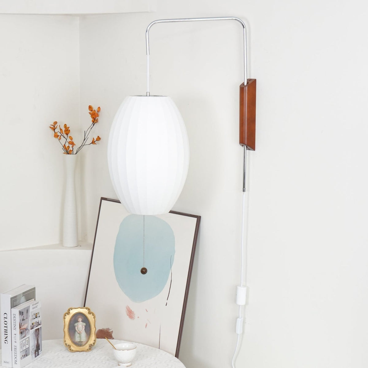Silk and Walnut Wall Sconce