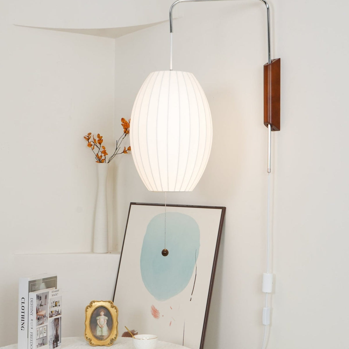 Silk and Walnut Wall Sconce