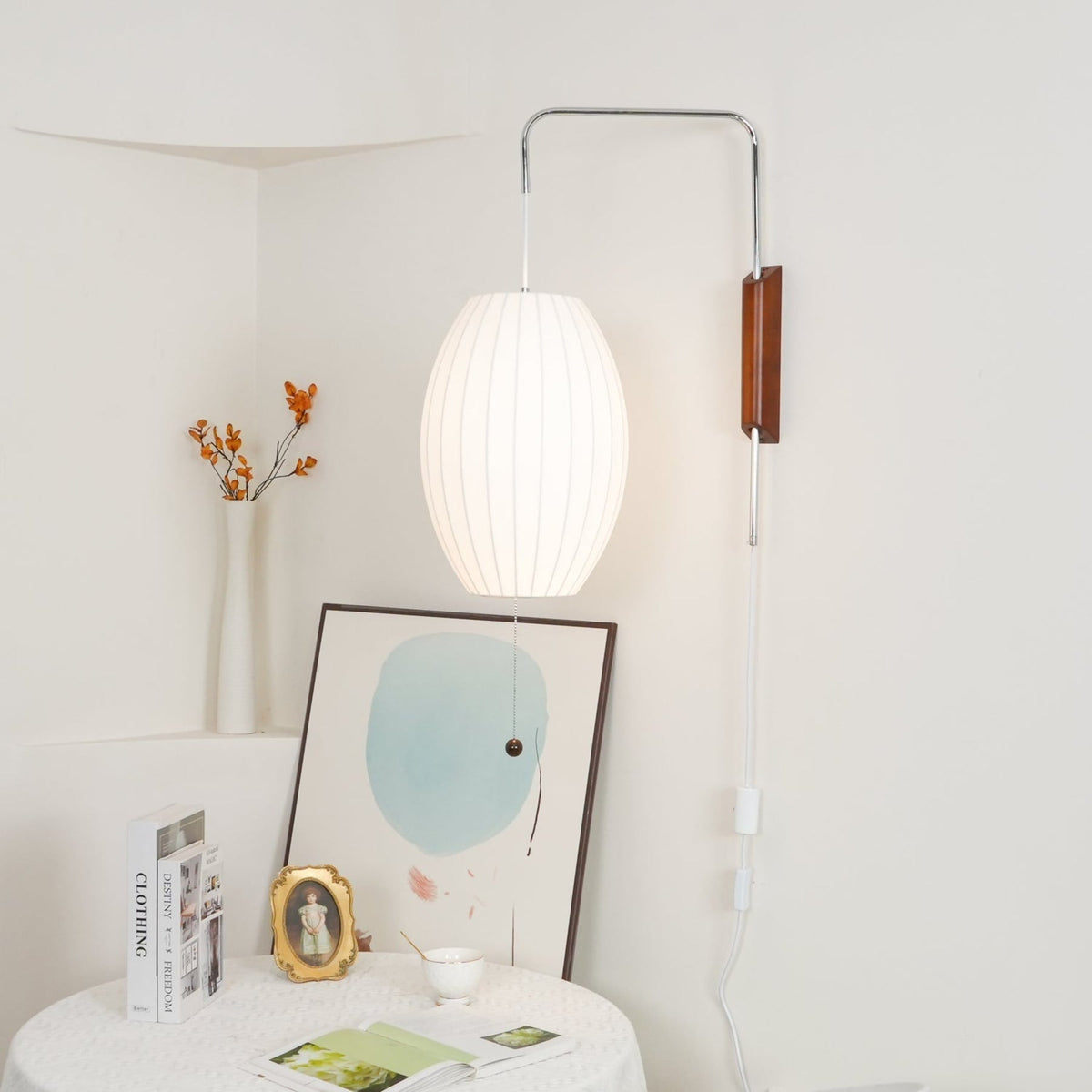Silk and Walnut Wall Sconce