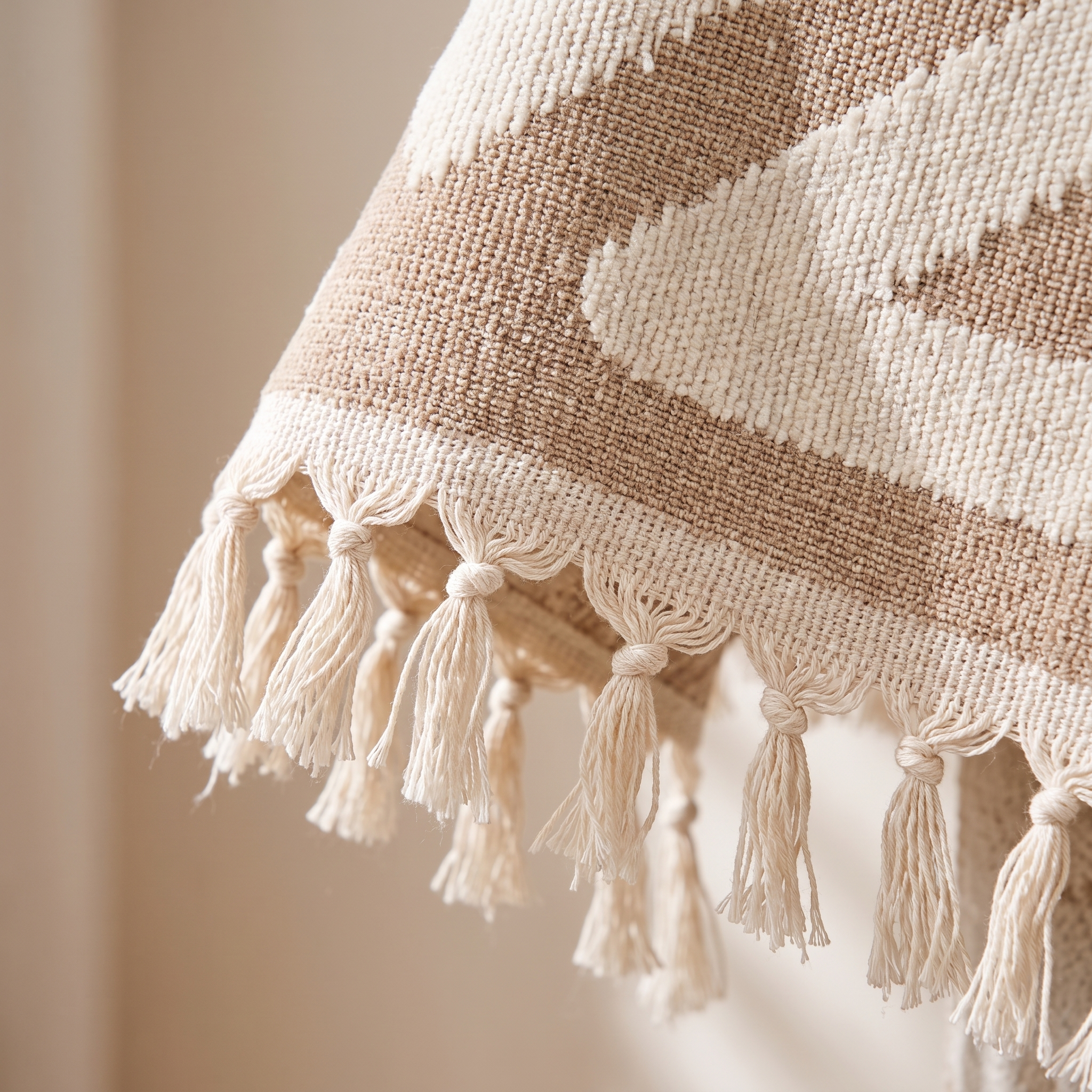Boho Geometric Sofa Cover | Fringed Chenille Throw, 70-165in