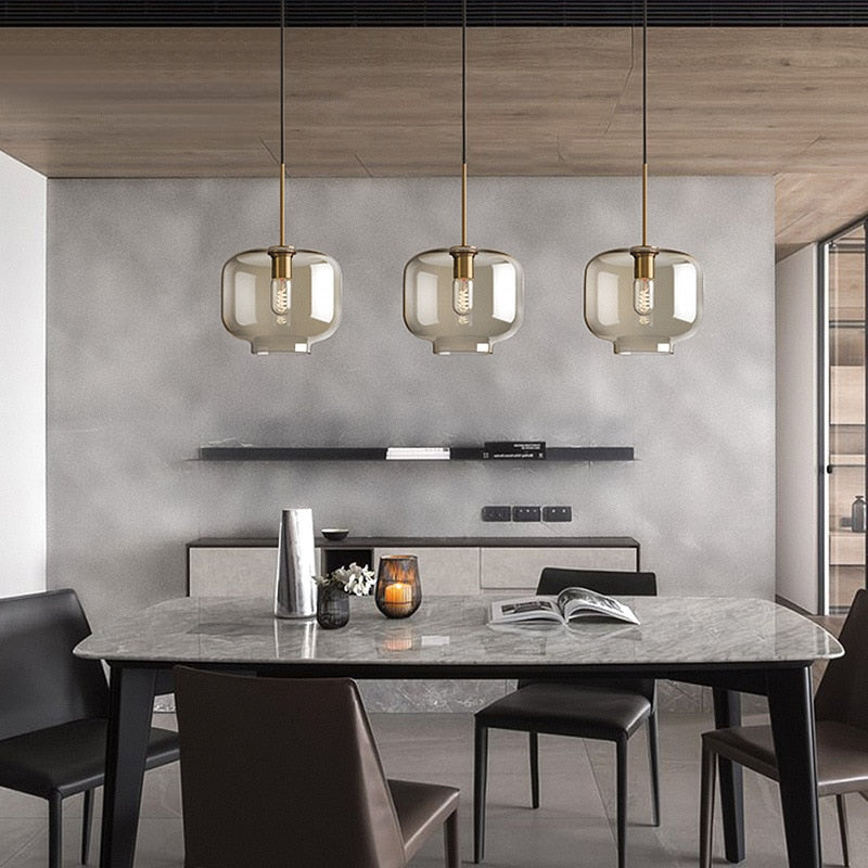 Amber Glass Pendant Light