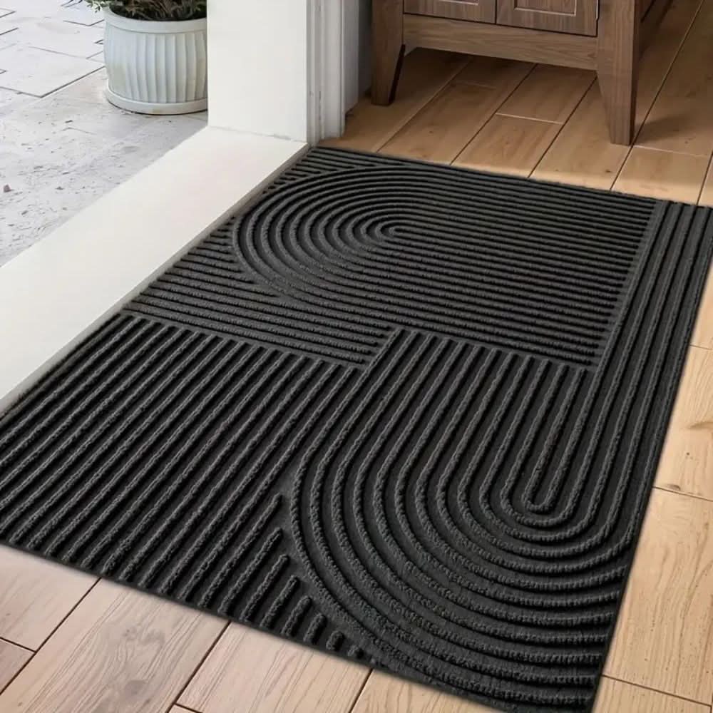 Absorbent Door Mat with Line Pattern and Non Slip TPR Backing, Machine Washable, view 1