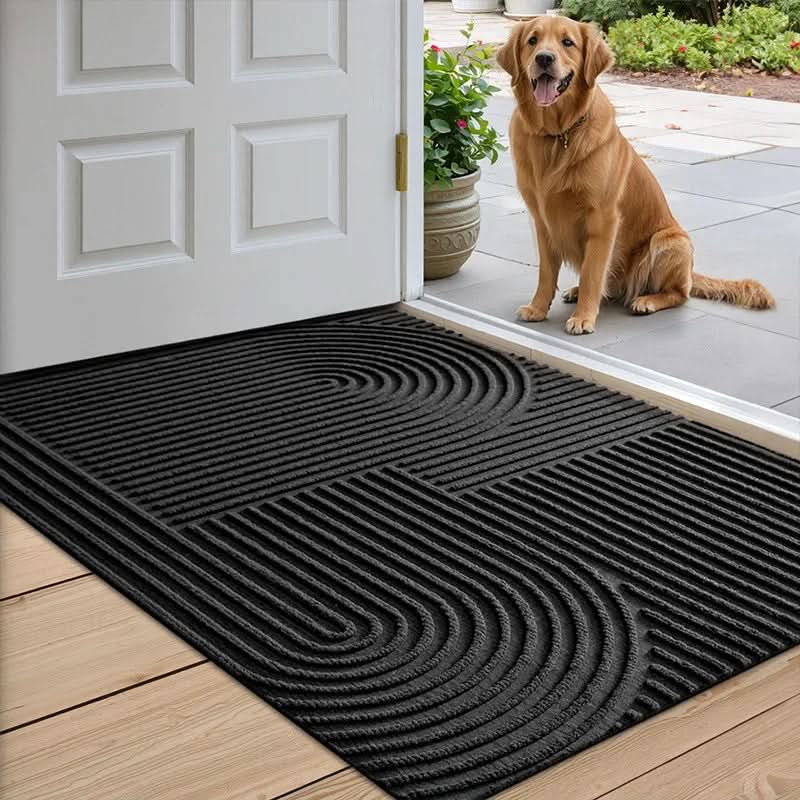 Absorbent Door Mat with Line Pattern and Non Slip TPR Backing, Machine Washable, view 3