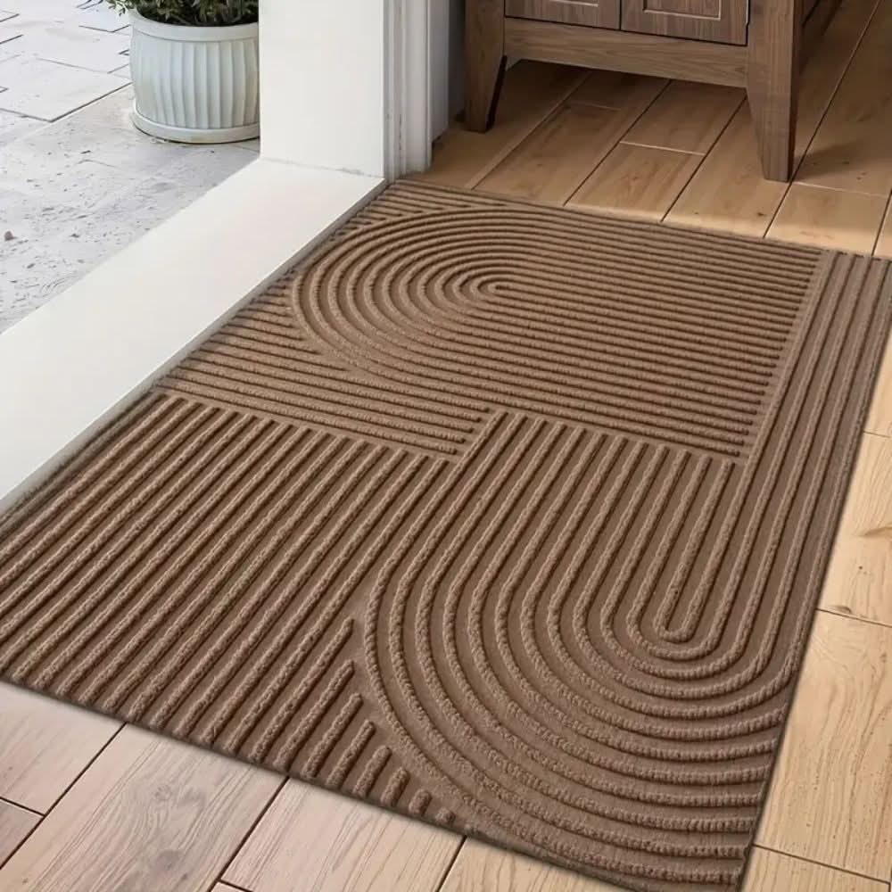 Absorbent Door Mat with Line Pattern and Non Slip TPR Backing, Machine Washable, view 5