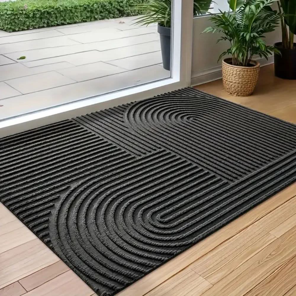 Absorbent Door Mat with Line Pattern and Non Slip TPR Backing, Machine Washable, view 6