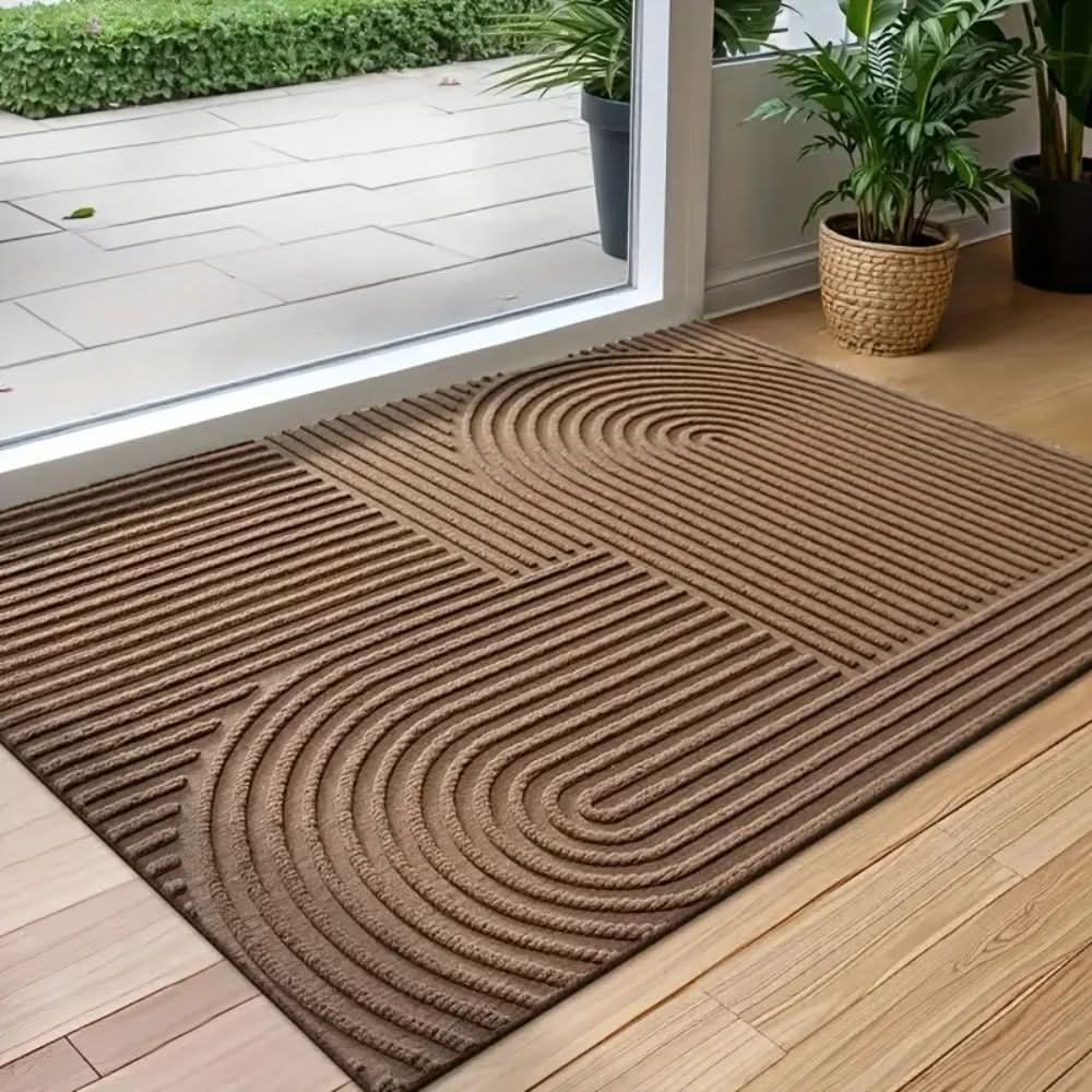 Absorbent Door Mat with Line Pattern and Non Slip TPR Backing, Machine Washable, view 7