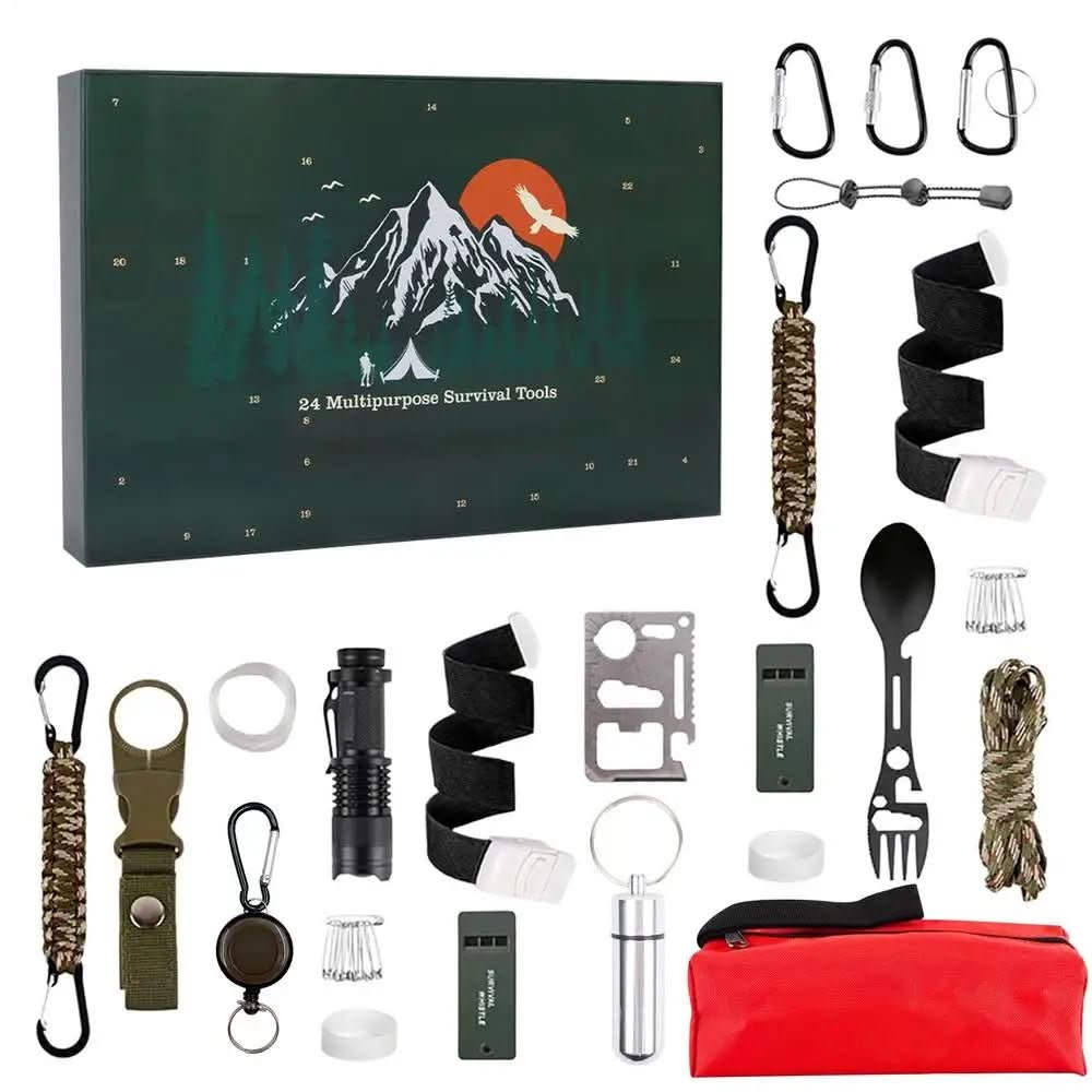 Advent Calendar with 24 Outdoor Tools in Metal and ABS, 15 x 11.8 in, view 4