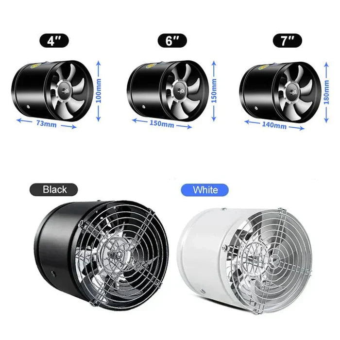 Exhaust Fan for Bathroom, Kitchen and Workshop - 2800 RPM Copper Motor, 7-Blade Metal Ventilation Fan, Low-Vibration (8)