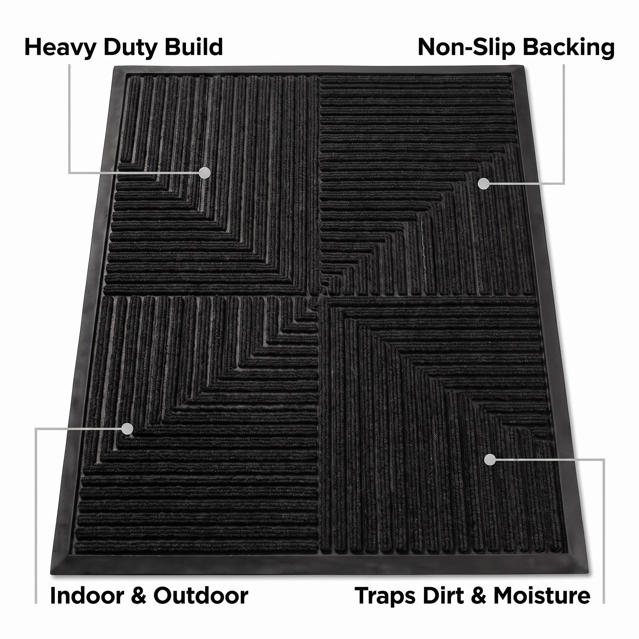 Heavy Duty Non-Slip Door Mat | Indoor & Outdoor, 17-47in