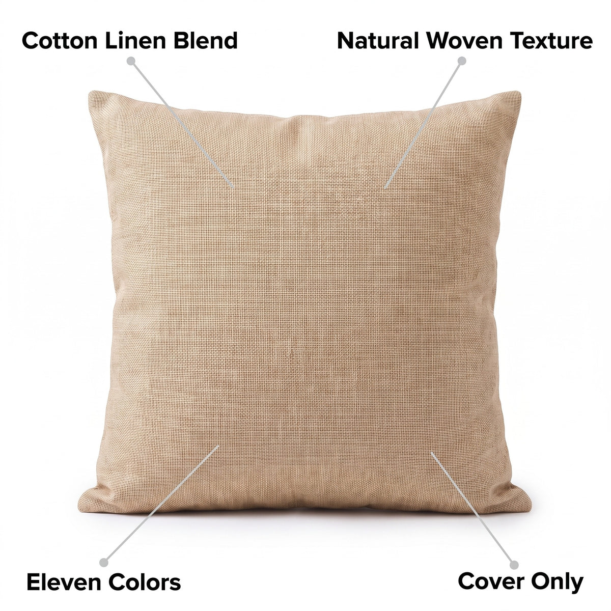 Cotton Linen Cushion Cover | Natural Weave, 12-26in