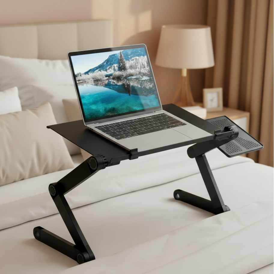 Aluminum Laptop Stand with 360 Degree Rotating Legs and Mouse Pad, view 1