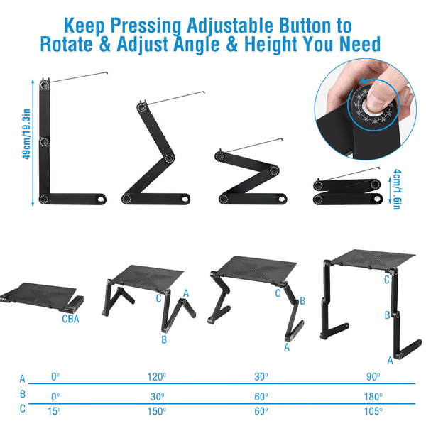 Aluminum Laptop Stand with 360 Degree Rotating Legs and Mouse Pad, view 5