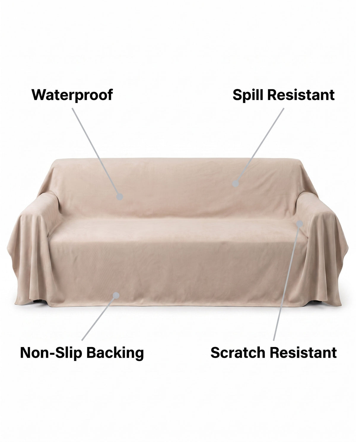 Spill-Resistant & Anti-Slip Sofa Cover | Waterproof, 82-165in