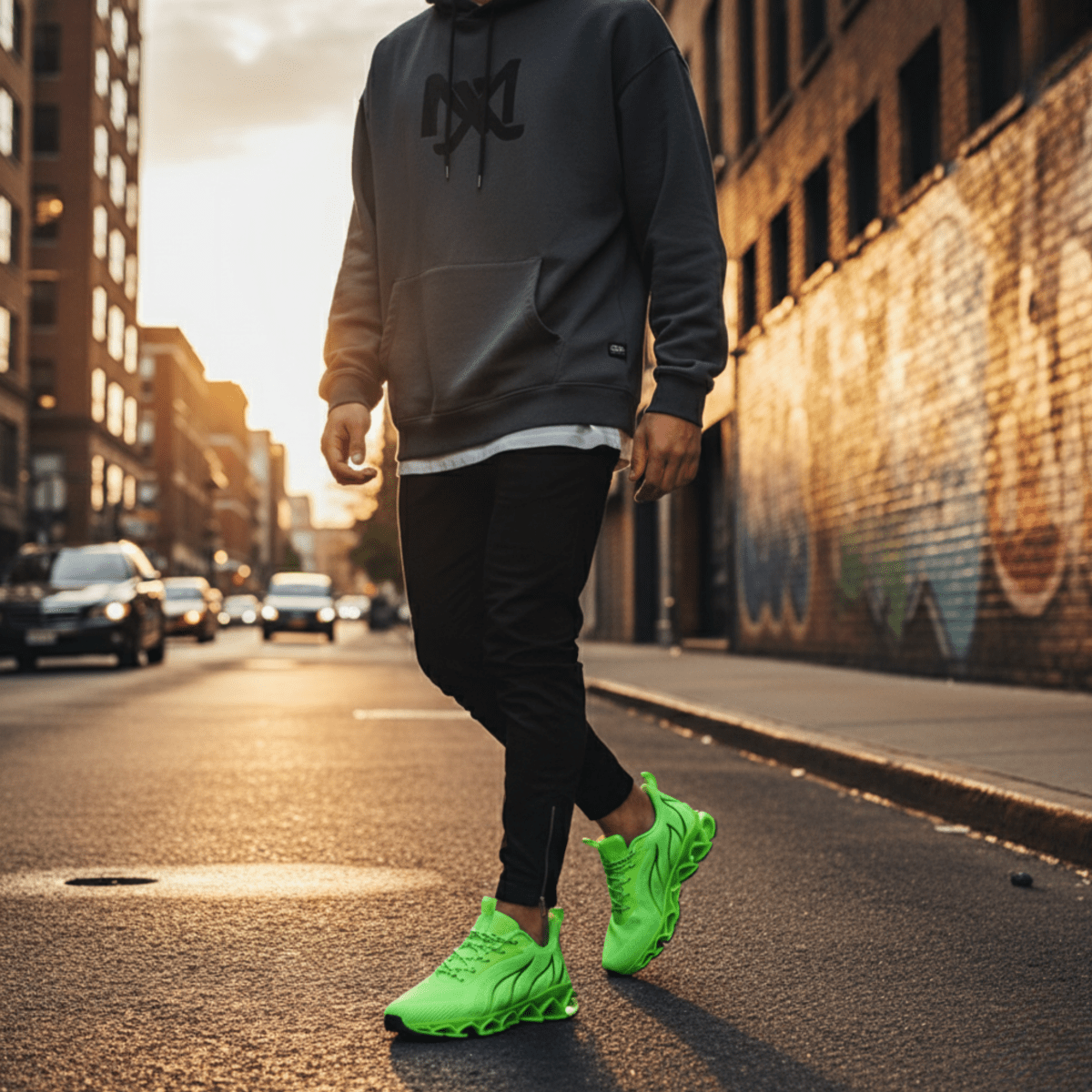 Side view of the shock-absorbing sole and contoured insole