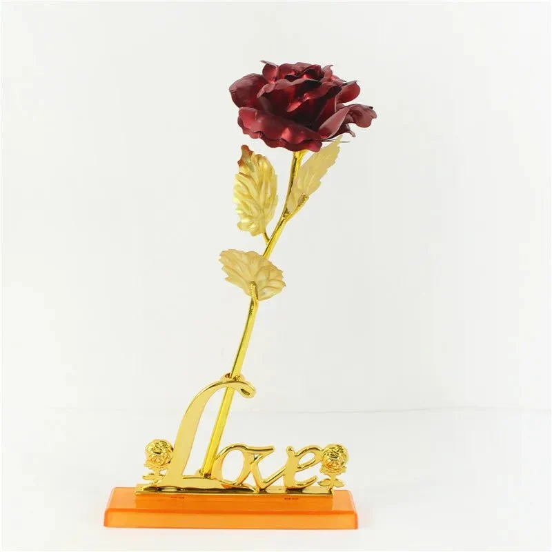Artificial roses with foil finish in several colors