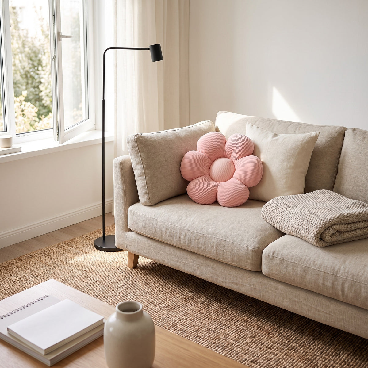 Flower Shaped Accent Pillow | Soft Petal Cushion, 4 Colors