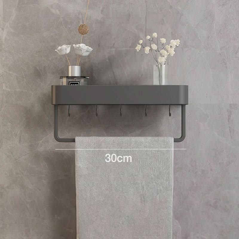 Bathroom Wall Shelf with Optional Towel Bar and No Drill Installation, view 7