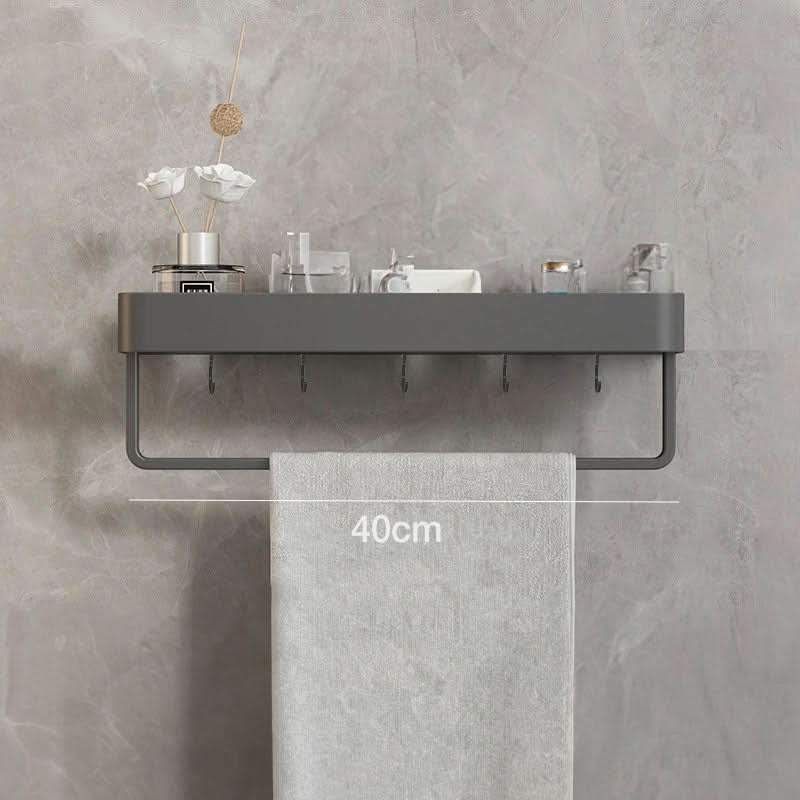 Bathroom Wall Shelf with Optional Towel Bar and No Drill Installation, view 8