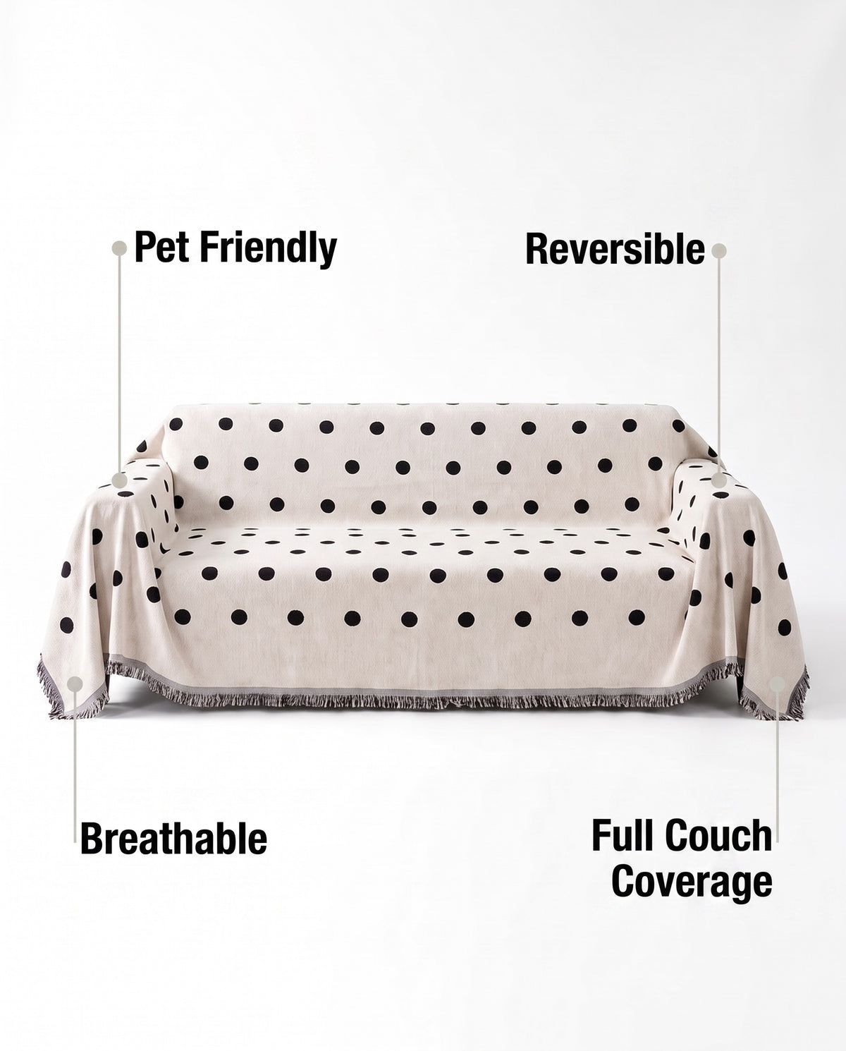 Black Boba Reversible Comfort Sofa Cover | Pet Friendly, 71-165in