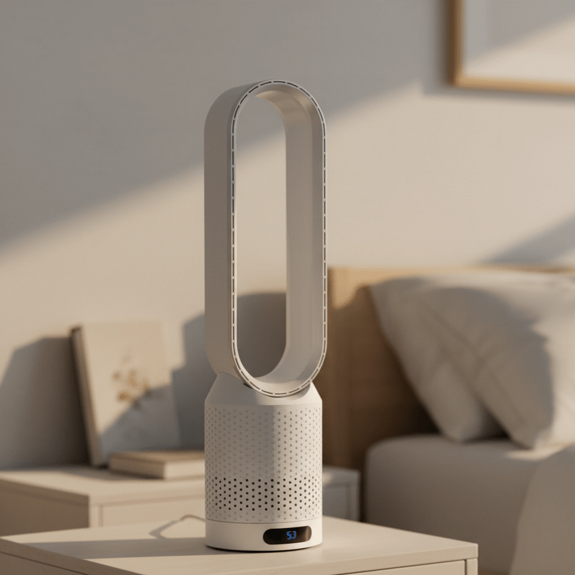 Bladeless Tower Fan with 6 Speeds, 90 Degree Oscillation and Timer, view 1