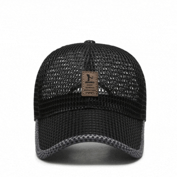 Breathable mesh baseball cap with snapback closure