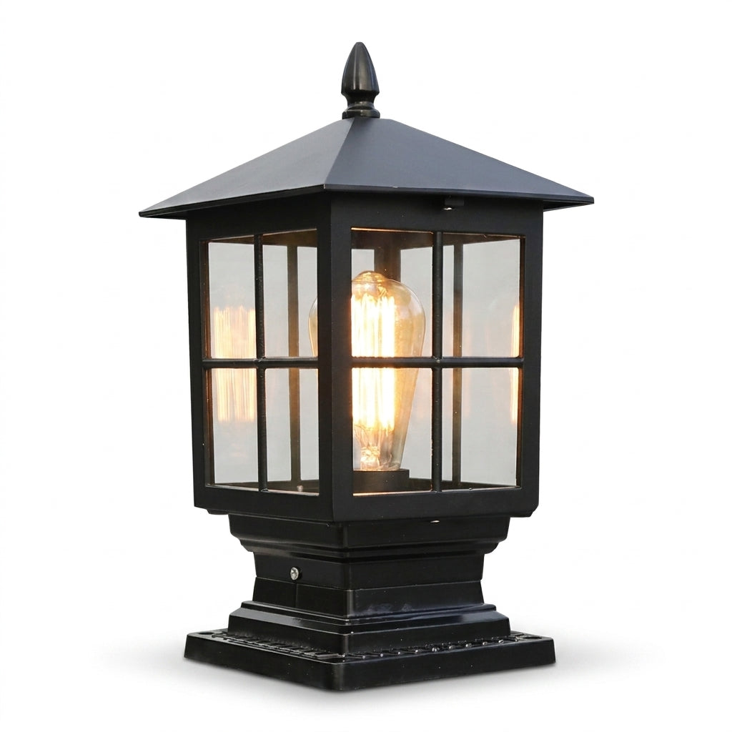 Black Solar Post Light with Dusk to Dawn Sensor for Pillars and Gateposts, view 1
