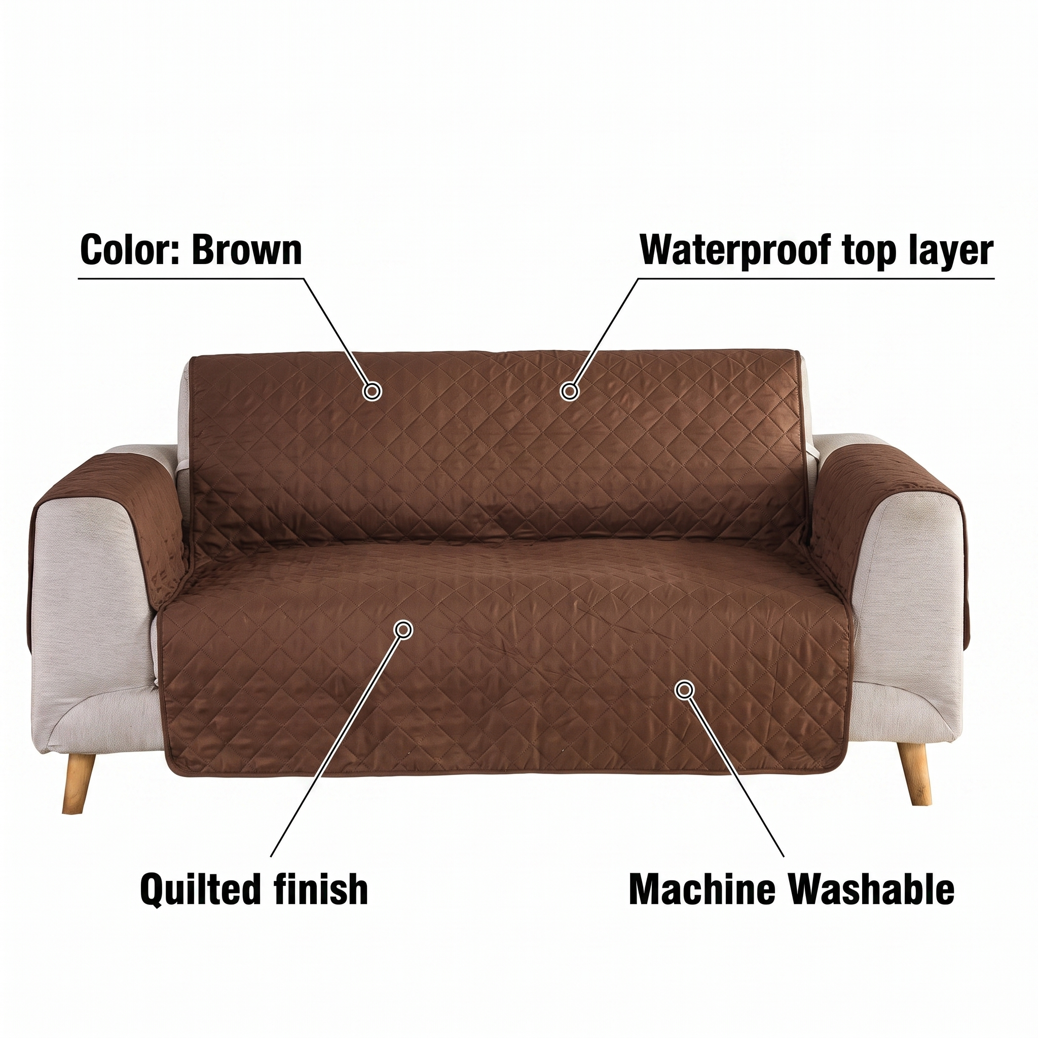 Brown Waterproof Quilted Furniture Cover – 22-77in – features and specifications overview | Brivenzo