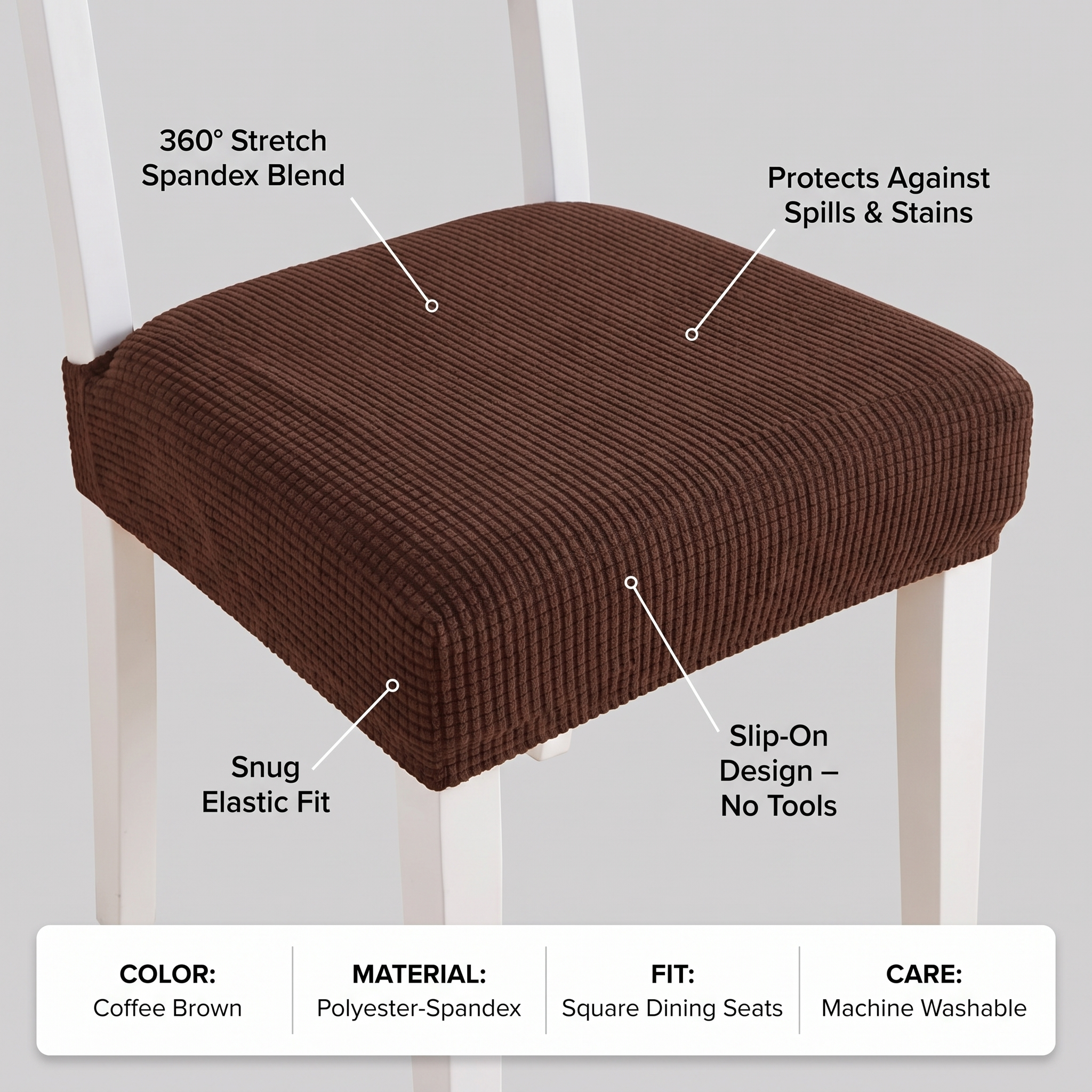 Chair Seat Cover – Coffee Brown – features and specifications overview | Brivenzo